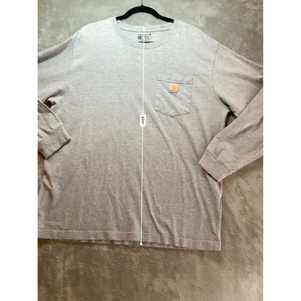 Carhartt Mens Long Sleeve Pocket T-Shirt Loose Fit Heather Gray Large K126 HGY - Picture 4 of 7